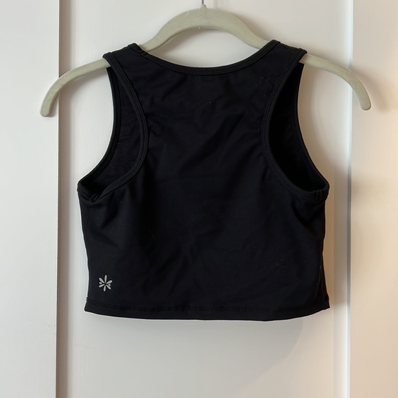 Black cropped athletic tank top with built-in bra - Picture 2 of 2